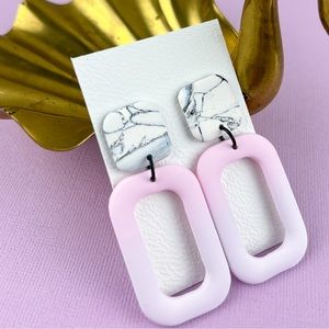 Marble Pattern Ombré Hoop Earrings Handmade Polymer Clay Jewelry